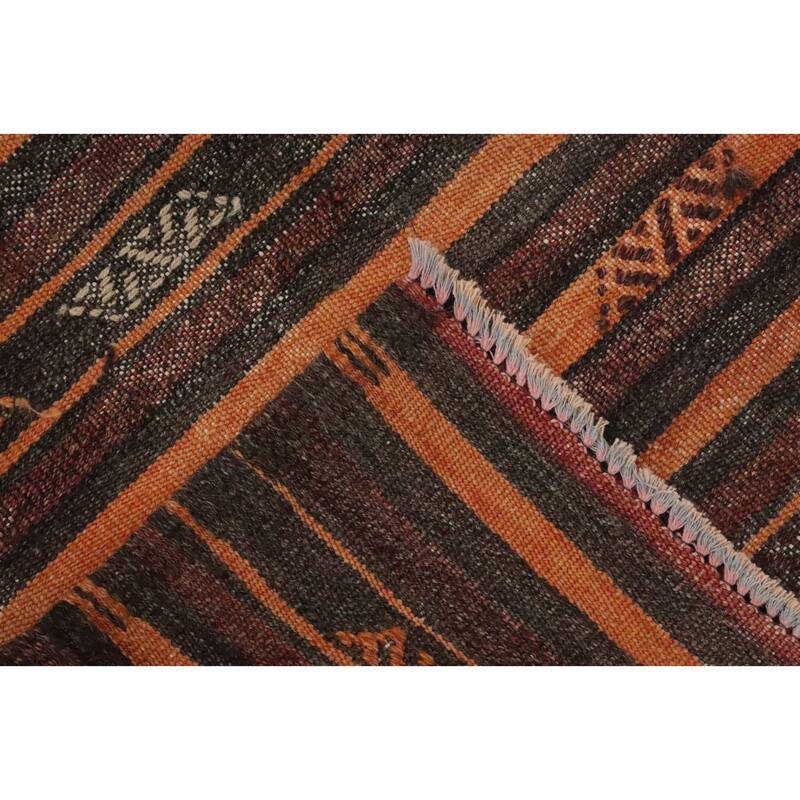 Hand Woven Oriental 100% Wool Carpet Southwestern Tribal Multi-Colored Kilim Area Rug - 8' 9'' X 6' 4''