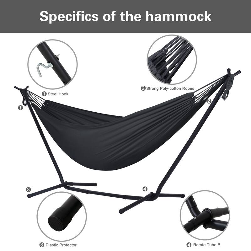 10.7 ft. 2-Person Brazilian-Style hammock with Stand - Convertible