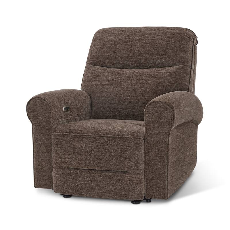 MCombo Power Wall Hugger Recliner Chair for Small Space RV , USB & USB-C Charging Ports, Modern Roll Arm Recliner, Fabric PR630