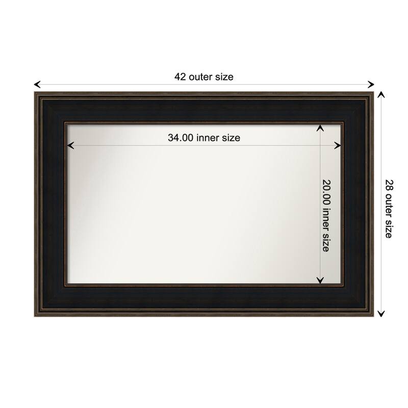 Mezzanine Espresso Framed Non-Beveled Custom Wall Mirror, Bathroom Vanity Mirror - Outer Size: 41.75 x 27.75