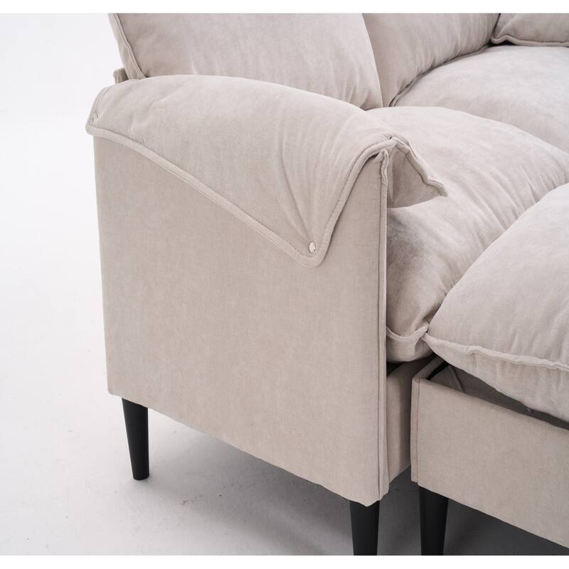 2-Seater U-Shaped Convertible Combination Sofa with Footstools and Storage
