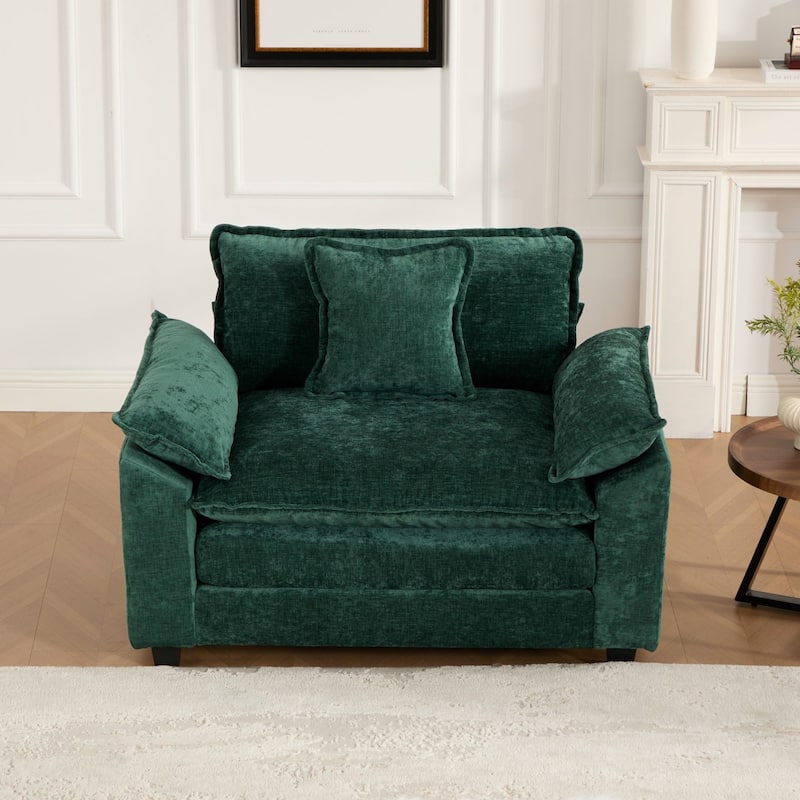 Oversized Single Sofa Chair Chenille Accent Chair Cloud Couch Lounge Chair - Green