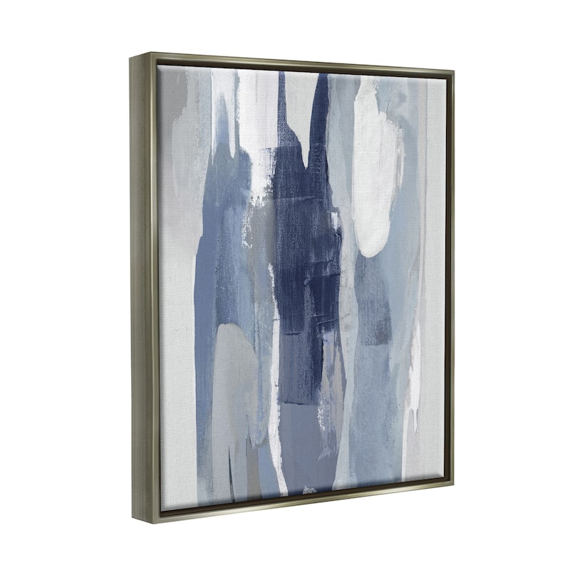 Stupell Layers of Blue and White Abstract Movements Floater Frame
