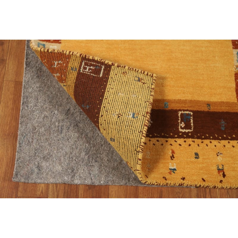 Hand Knotted Oriental 100% Wool Carpet Tribal Tribal Yellow & Gold Gabbeh Area Rug - 4' 4'' X 2' 4''