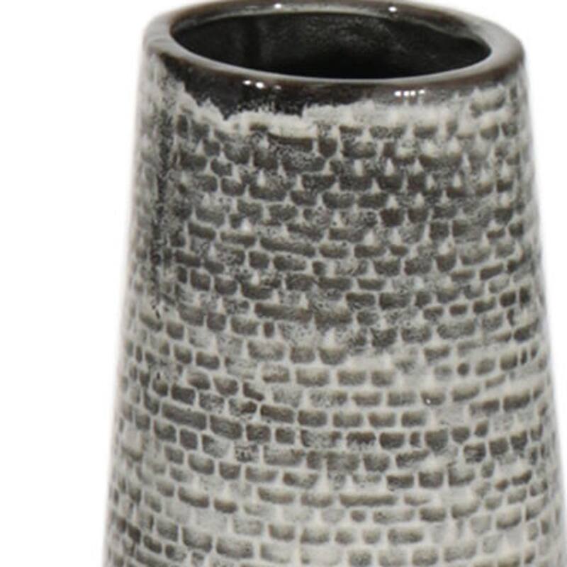 39" Black And Gray Ombre Tapered Ceramic Floor Vase - 8