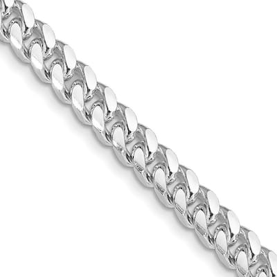 Curata 925 Sterling Silver Rhodium 6mm Domed Curb Chain Necklace for Men