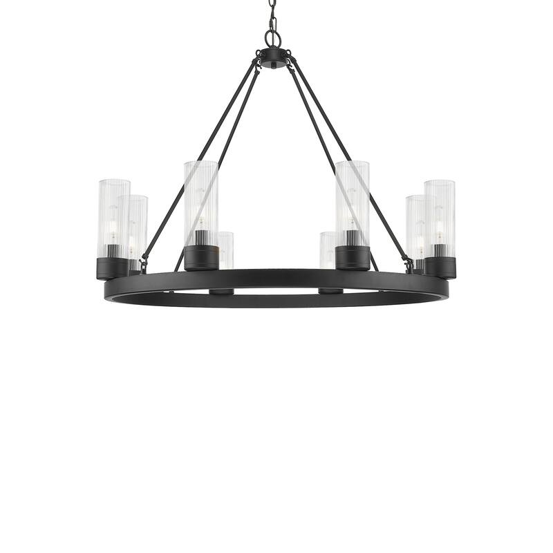 Innovations Lighting 617-8CR-28-36-8 Boreas Chandelier Boreas 8 Light - Matte Black / Striped Clear