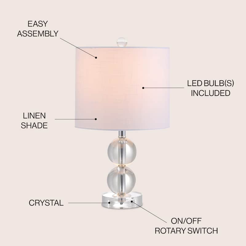 Flora 17.5" Crystal LED Table Lamp, Clear by JONATHAN Y