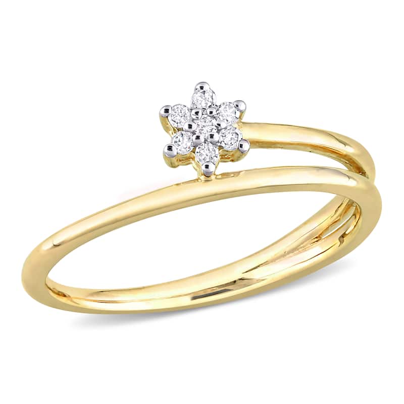 Miadora Diamond Accent Floral Promise Ring in Yellow Silver