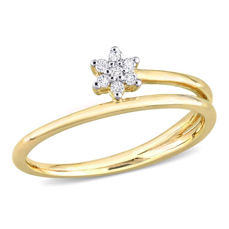 Miadora Diamond Accent Floral Wrap Promise Ring in Yellow Plated Sterling Silver