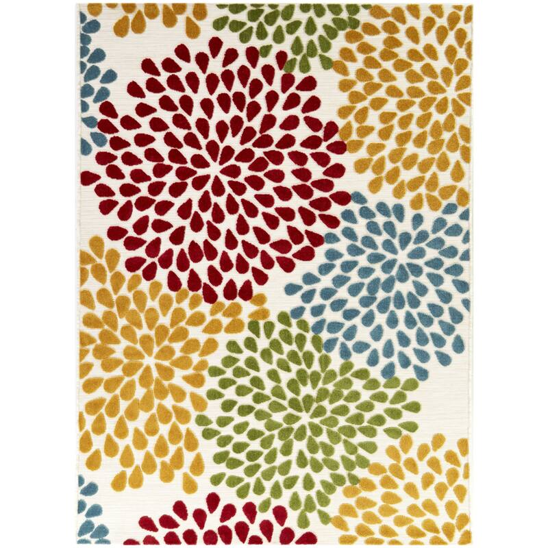 Alison Abstract Floral Indoor/Outdoor Area Rug - 5'3" x 7' - Red