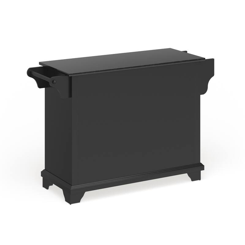 Crosley Lafayette Granite Top Kitchen Island in Black Finish - 51.5"W x 18"D x 36"H