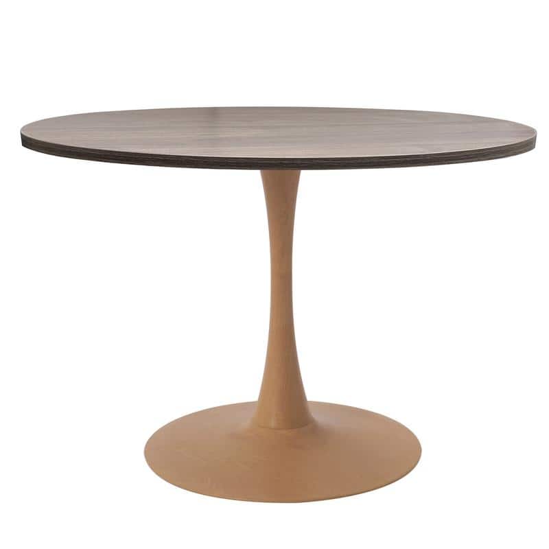 Bristol 36" Round Dining Table - MDF Wood Top with Natural Wood Steel Pedestal Base - Modern Kitchen & Dining Room Table