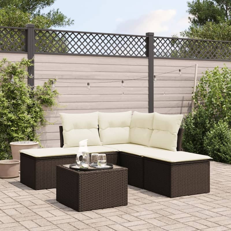 vidaXL Garden Sofa Set Brown - 24.4 x 24.4 x 27.2