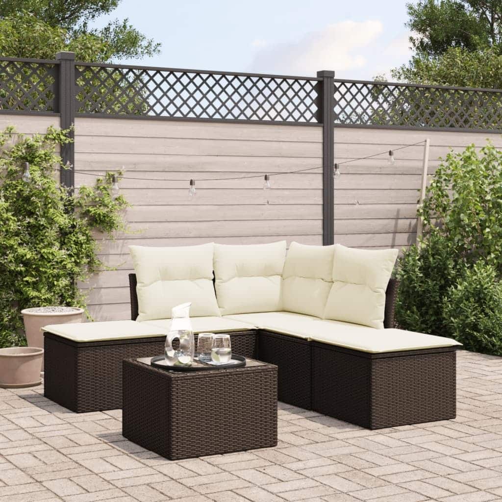 vidaXL Garden Sofa Set Brown - 24.4 x 24.4 x 27.2