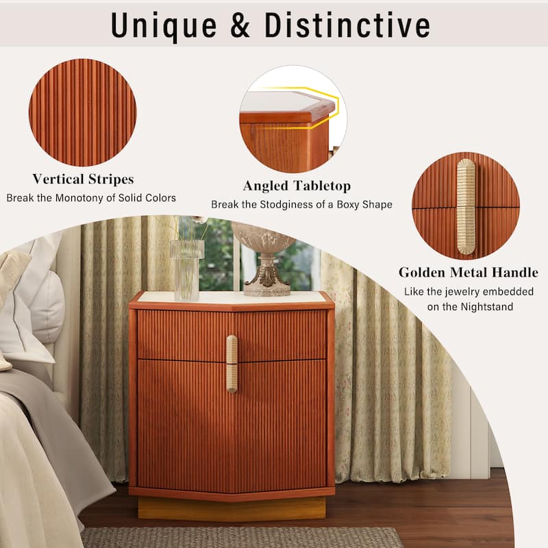 Christopher Knight Home - Silvio Nightstand with Manufactured Wood and Prism Silhouette