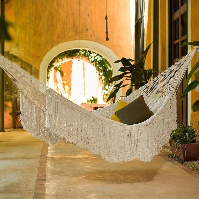 Novica Handmade Ivory Cascade Cotton Rope Hammock (Double)