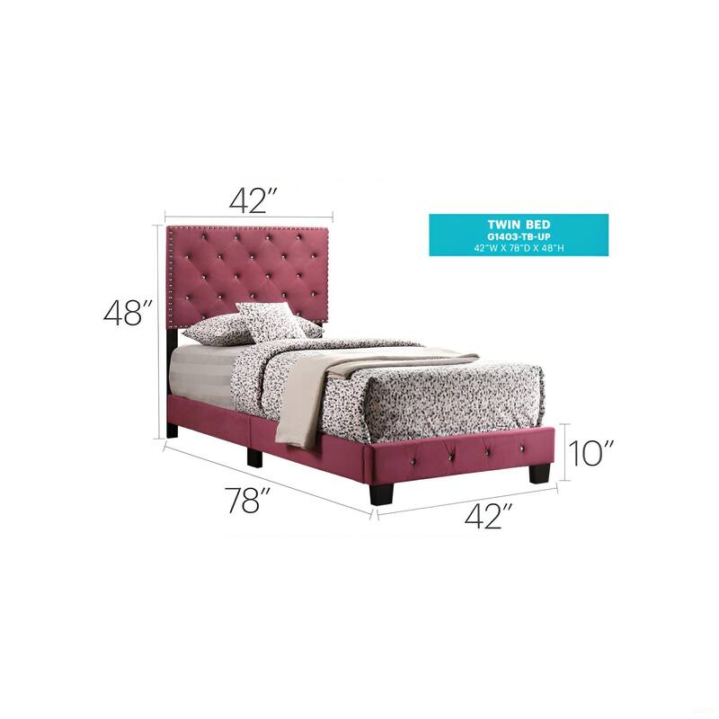 Twin Size Velvet Platform Bed with Sturdy Frame and Easy Assembly