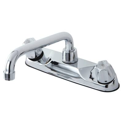 Kingston Brass Centerset Kitchen Faucet with Metal Knob Handles