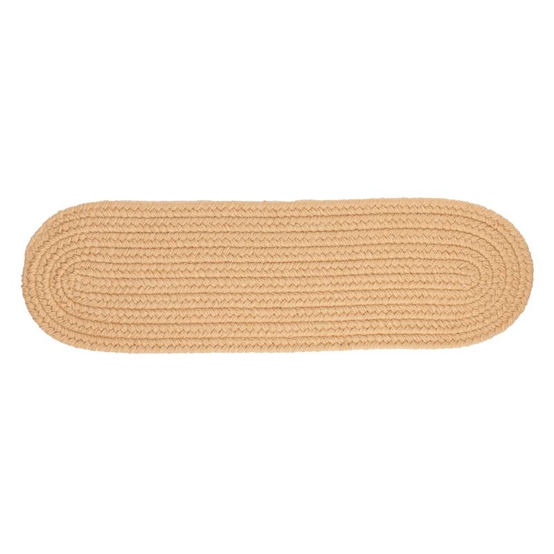 Rhody Rug Woolux Braided Wool Flatweave Oval Rug - 8" x 28" Oval - Wheat