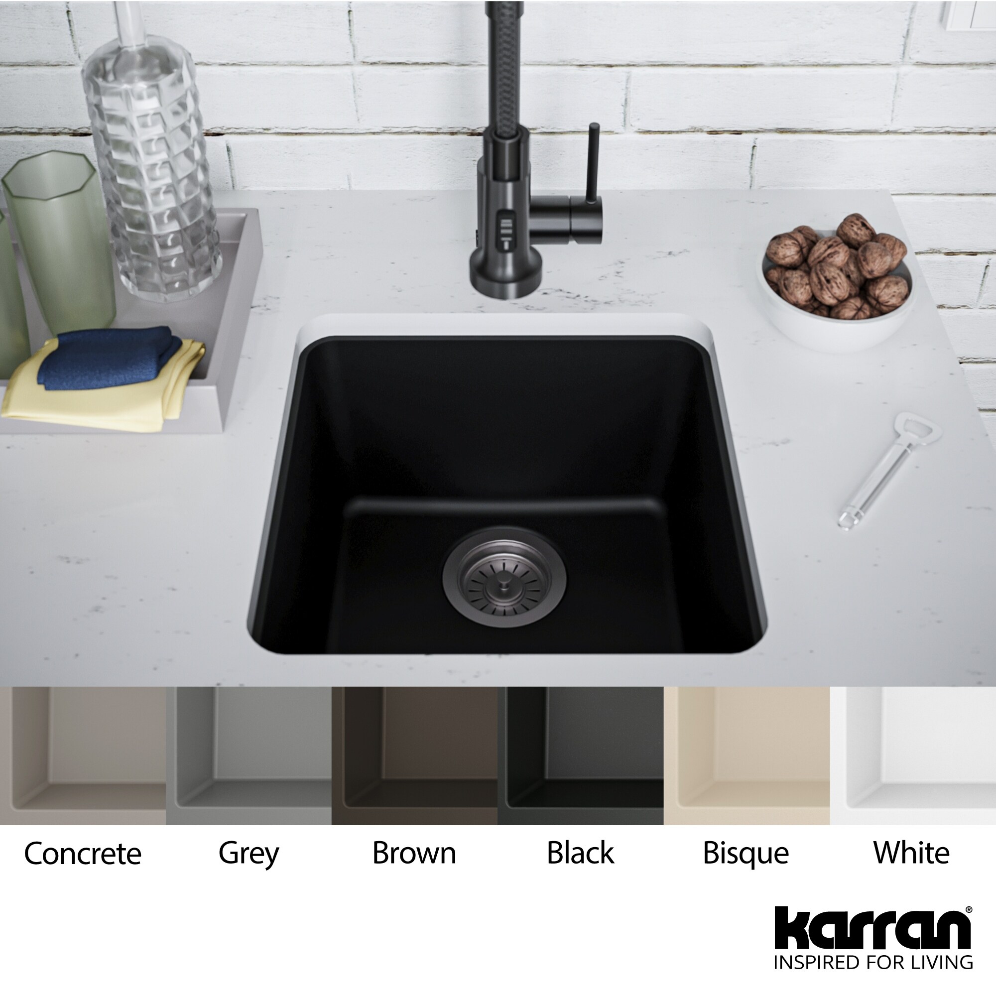 Karran Undermount Quartz Bar Single Bowl Sink