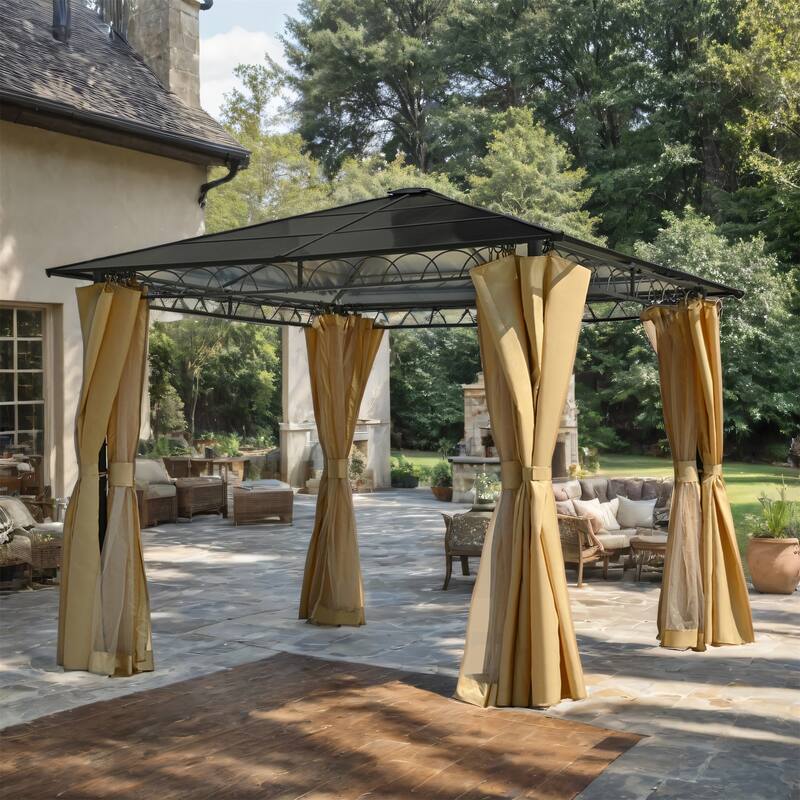 Outdoor Gazebo w/ Aluminum Frame,Mosquito Netting and Privacy Screens