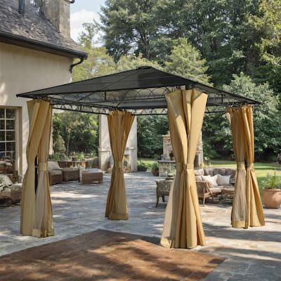 Outdoor Gazebo w/ Aluminum Frame,Mosquito Netting and Privacy Screens