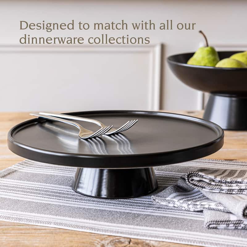 over&back Semi-Matte Stoneware Round Cake Stand