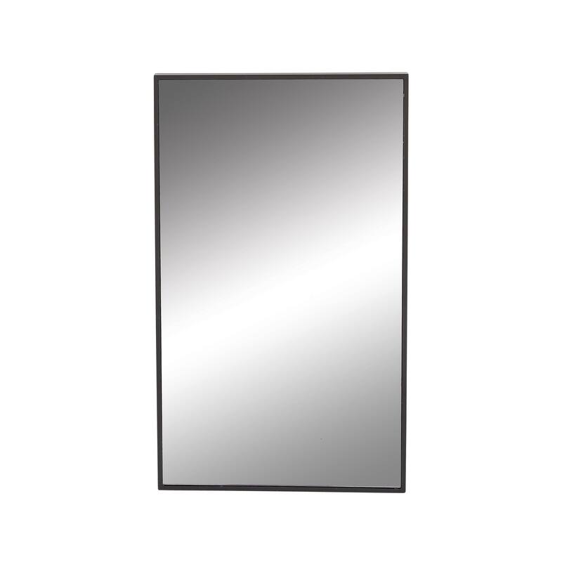 Wood Room Wall Mirror with Thin Minimalistic Frame - Black, White or Gold - Roche River Decor - Black - 18"W, 32"H
