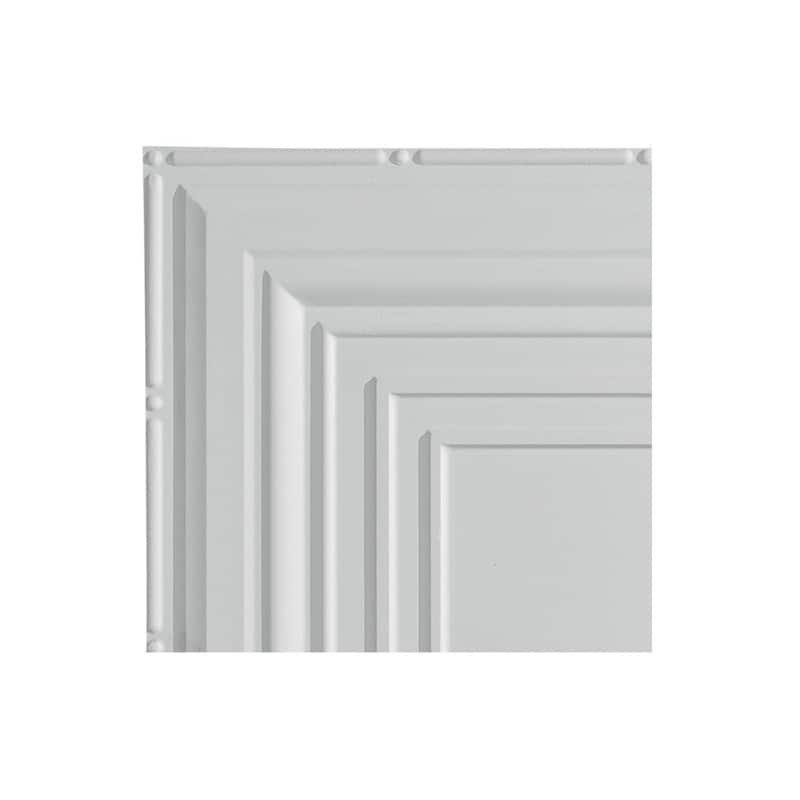 FASÄDE Traditional Style 3 Decorative Vinyl 2ft x 4ft Glue Up Ceiling Panel in Gloss White (5 Pack) - 12in x 12in Sample - Gloss White