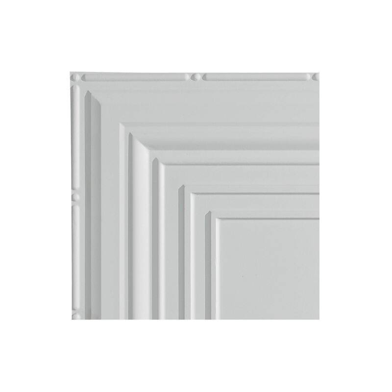 FASÄDE Traditional Style 3 Decorative Vinyl 2ft x 2ft Lay in Ceiling Panel in Gloss White (5 Pack) - 12in x 12in Sample - Gloss White
