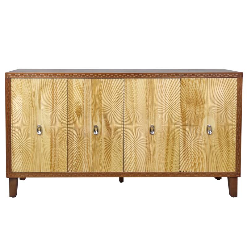 Vintage 4 Door Storage Cabinet, Large Buffet with Adjustable Shelves