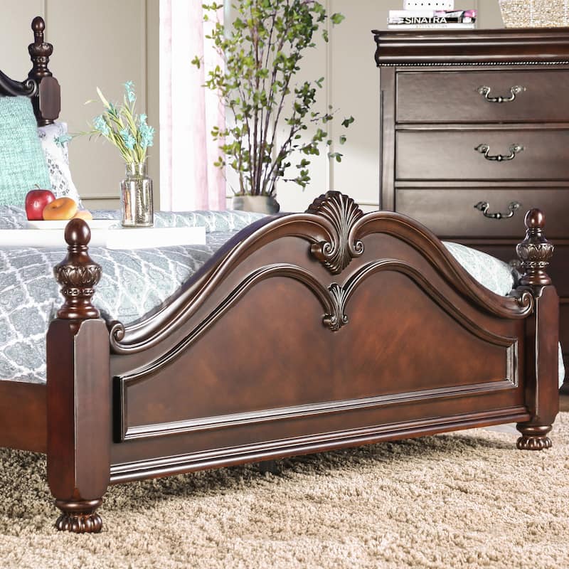 Furniture of America Diva Cherry Solid Wood Four Poster Bed