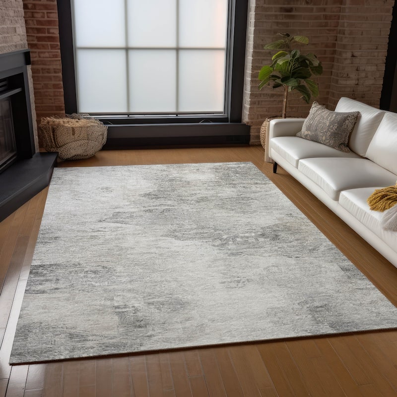 Machine Washable Indoor/ Outdoor Chantille Abstract Watercolor Rug