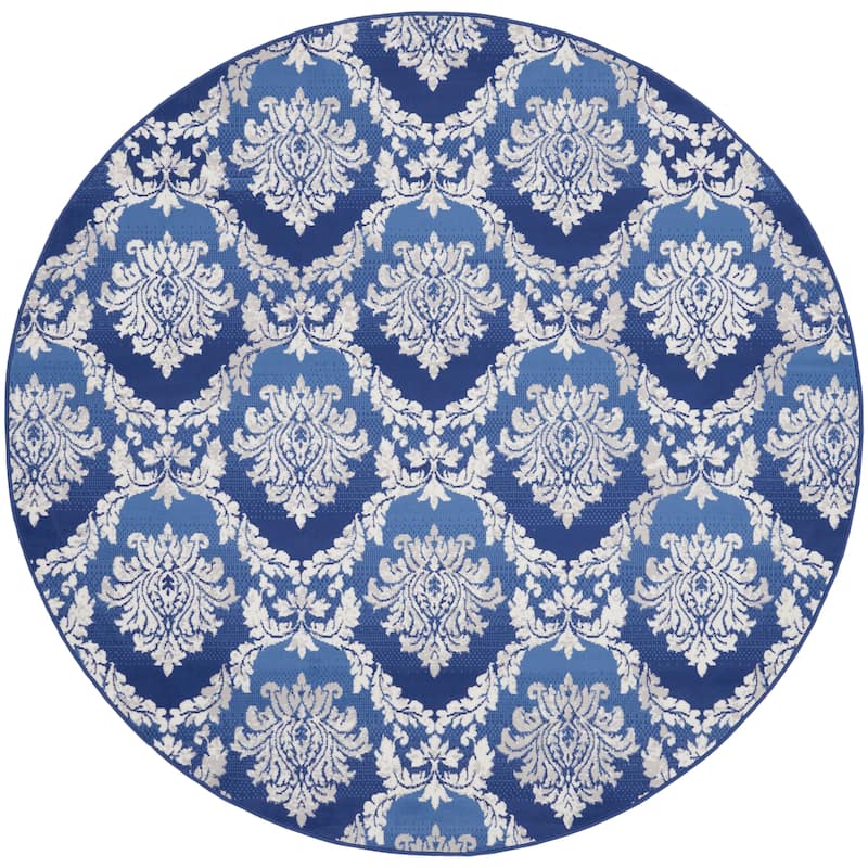Nourison Whimsicle Boho French Country Floral Blue Ivory Area Rug