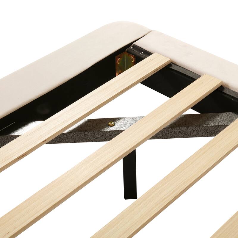 Upholstered Platform Bed w/ Sensor Light & Backrests, 2 Sets of Socket