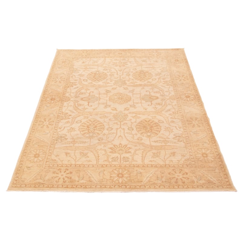 ECARPETGALLERY Hand-knotted Chobi Finest Ivory Wool Rug - 6'1 x 8'10