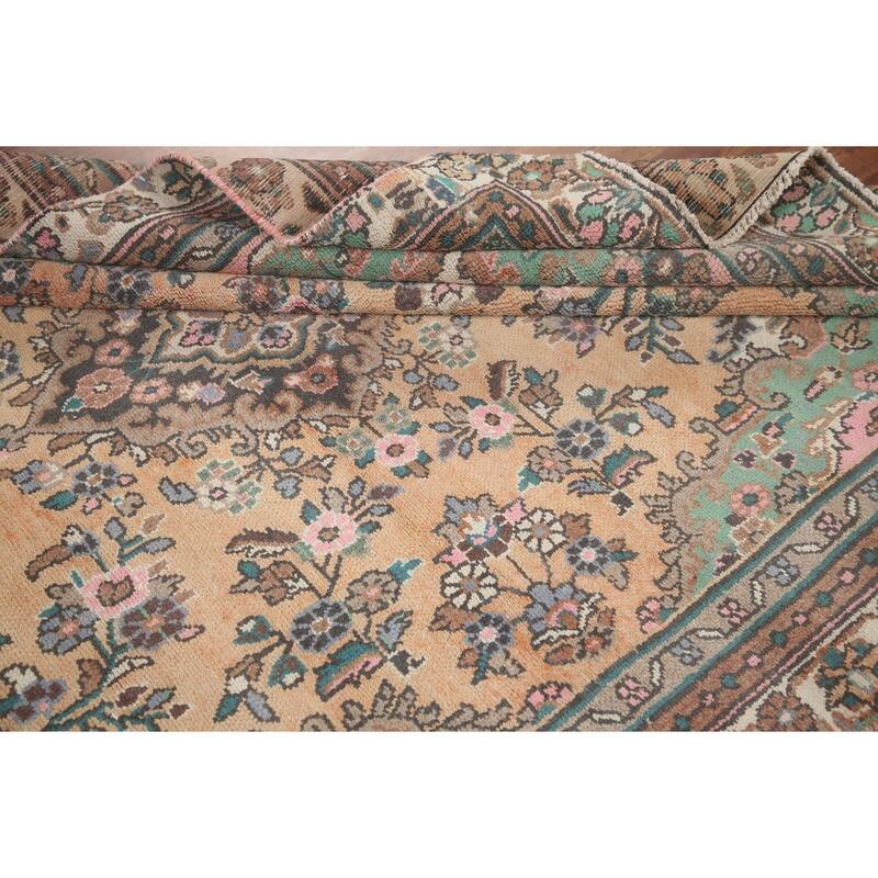 Hand Knotted Oriental 100% Wool Carpet Traditional Floral Oranges & Rust Hamedan Area Rug - 9' 1'' X 6' 0''