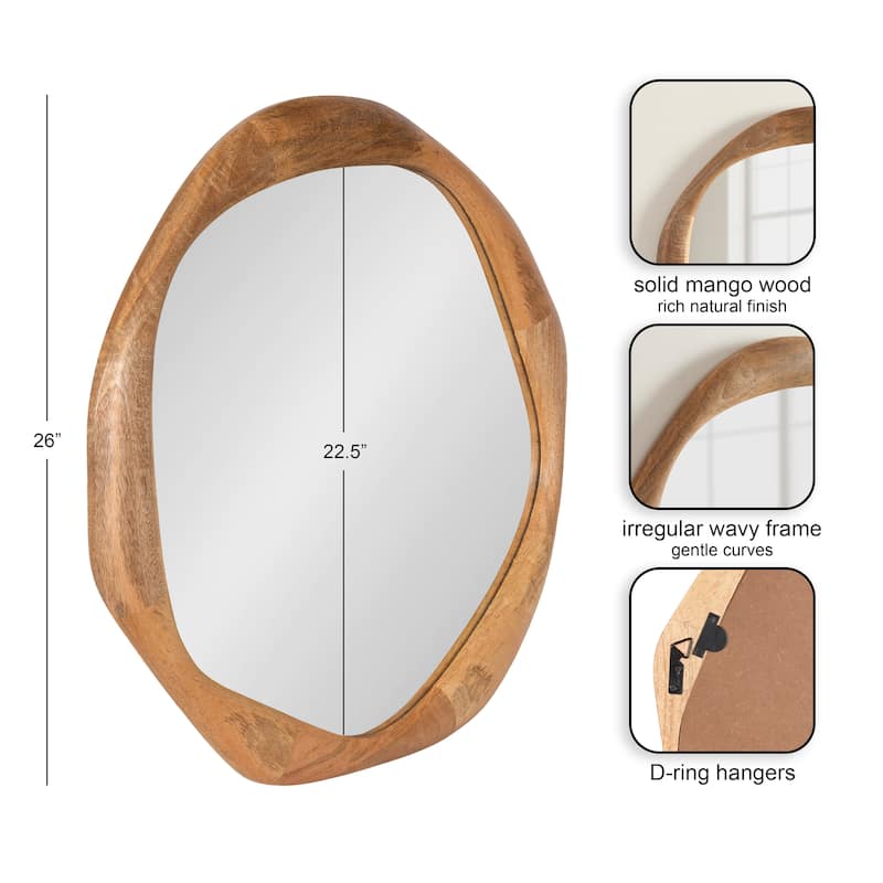 Kate and Laurel Hera Round Mirror Wood - 26x26