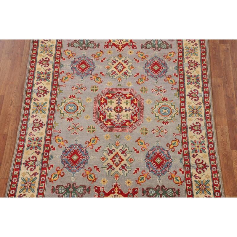 Kazak Oriental Area Rug Hand-Knotted Living Room Wool Carpet - 4'11" x 6'8"