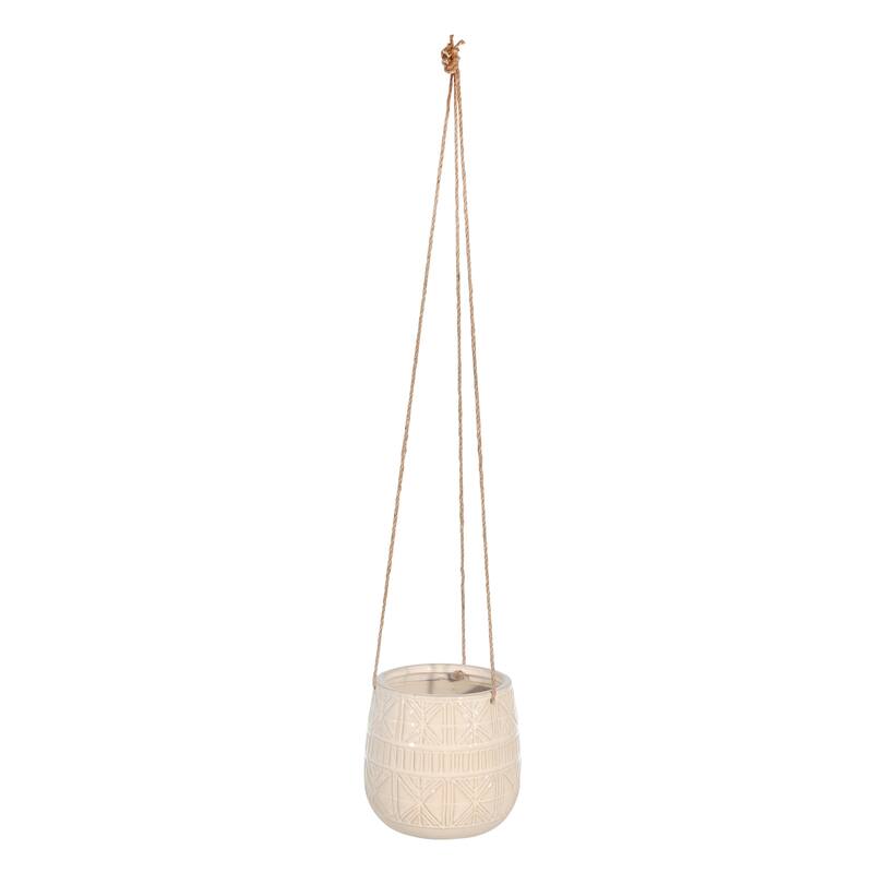 Sagebrook Home Neutral Textured Ceramic Hanging Planter