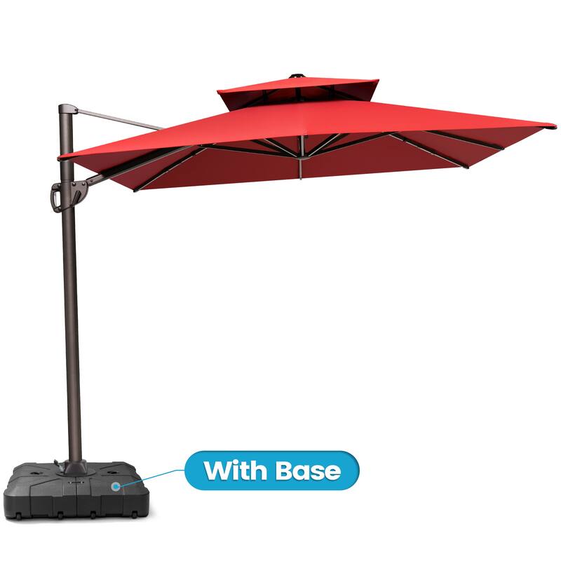 10.5 ft. x 9 ft. 360-Degree Rotation Cantilever Patio Umbrella with Base Stand