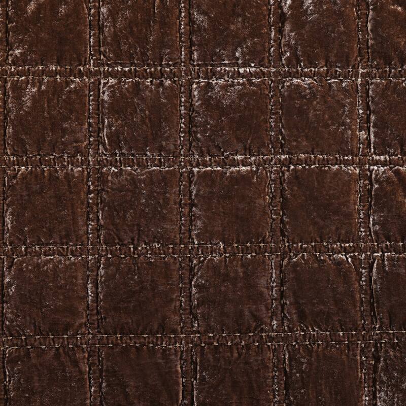 HiEnd Accents Stella Faux Silk Velvet Double Box Stitch Modern Rustic 3 Piece Quilt Set