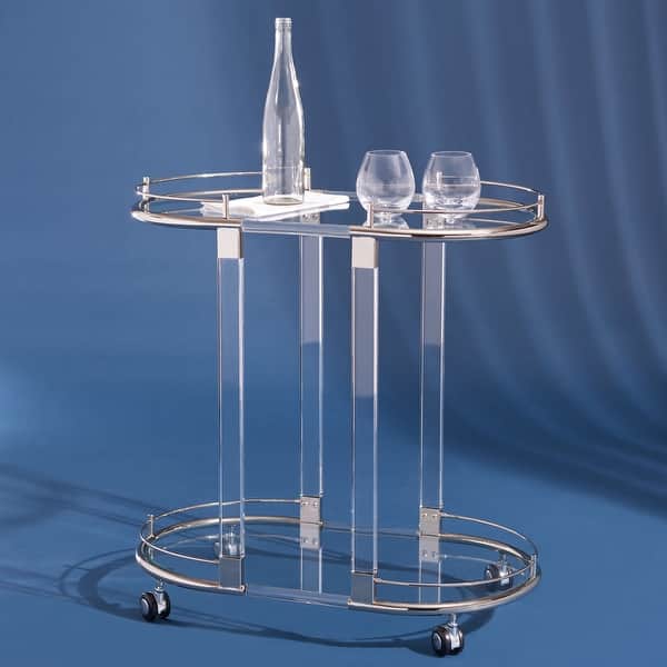 slide 2 of 9, SAFAVIEH Couture High Line Collection Lennon Acrylic Silver Bar Trolley - 29.5" W x 16.9" L x 30.6" H