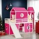 preview thumbnail 13 of 22, Impression Playhouse Inspired Bed, Twin Size Loft Bed with Slide Pink Tent and Tower, Spacious Under Bed Space Pink