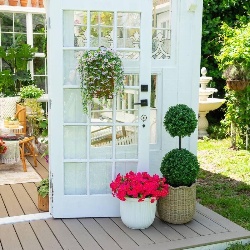 14-in UV Resistant Artificial Morning Glory Bush - Set of 12