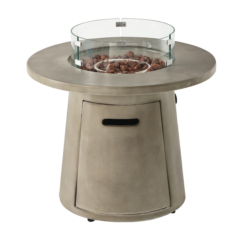 VENTOPYR Patio Camping Bonfire Propane Fire Pit Coffee Table with Wind Guard & Waterproof Cover - Propane