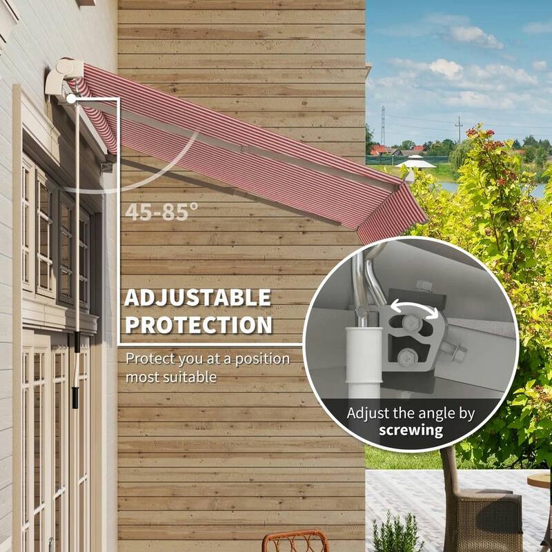 10' x 8' Retractable Sun Shade Patio/Window Awning - Polyester Fabric