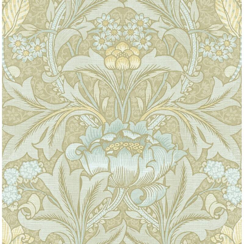 Seabrook Designs Morris Flower Unpasted Wallpaper - 20.5 in. W x 33 ft. L - Green Mist
