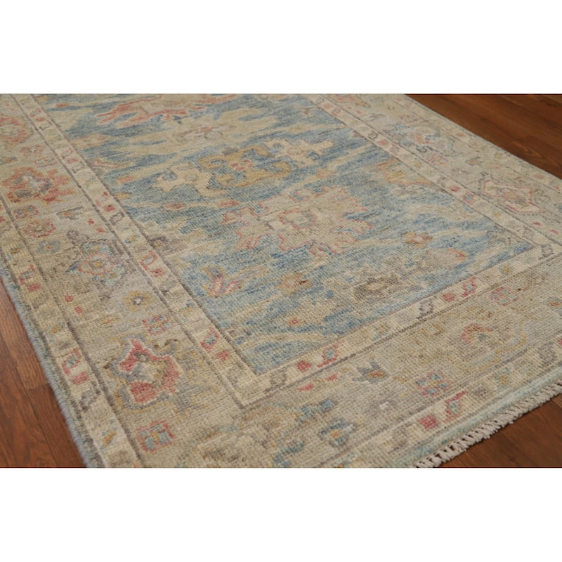 Hand Knotted Oriental 100% Wool Carpet Transitional All-Over Navy Blue & Blues Oushak Runner Rug - 11' 2'' X 2' 11''